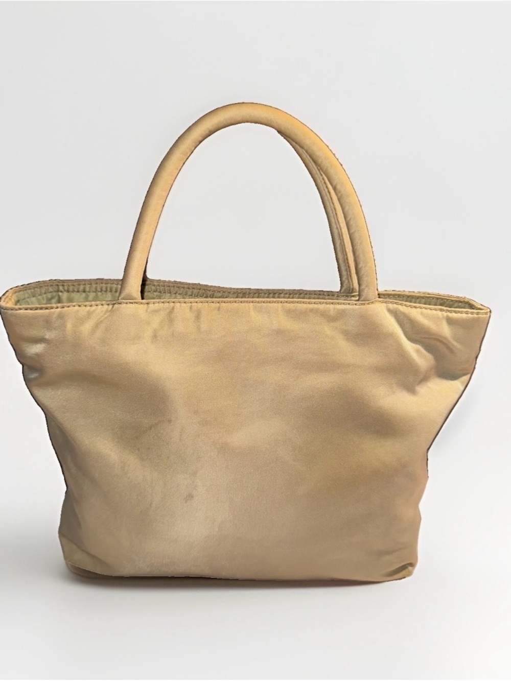 Authentic PRADA Tessuto Nylon Mini Tote Handbag Beige Triangle Italy - Picture 6 of 10